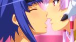  2girls aku_no_onna_kanbu animated animated_gif blue_hair blush kiss multiple_girls pink_hair short_hair sweat t-rex_(animation_studio) yuri 