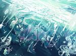  aqua boots dutch_angle floating_hair fujiwara_no_mokou long_hair mak_(kainemaru) pants parted_lips red_pants shirt solo suspenders touhou underwater water white_hair white_shirt 