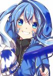  blue_eyes blue_hair daze_(kagerou_project) ene_(kagerou_project) gomano_rio hood hoodie kagerou_project long_hair paint_roller smile solo twintails 