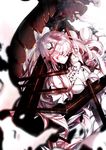  breasts cleavage furisuku glowing glowing_eyes highres horns kantai_collection large_breasts long_hair looking_at_viewer midway_hime monster pale_skin red_eyes shinkaisei-kan solo turret white_hair 