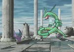  animated animated_gif cloud column crobat crystal floating flying no_humans outdoors pillar pokemon rayquaza ruins water 