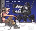  blonde_hair blue_eyes headphones mecha nancou_(nankou) original robot science_fiction short_hair solo 