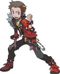  alternate_costume belt boots bracelet brown_hair clenched_hand full_body fur_trim grey_eyes highres jewelry looking_at_viewer male_focus multicolored_hair official_art oomura_yuusuke open_mouth poke_ball pokemon pokemon_(game) pokemon_oras solo tan transparent_background yuuki_(pokemon) 