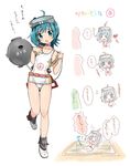  ahoge bad_id bad_pixiv_id blue_eyes blue_hair blush bulge cardfight!!_vanguard chawanmushi_(ebikamaboko) chibi cosplay depth_charge diving_mask diving_mask_on_head full_body kantai_collection male_focus maru-yu_(kantai_collection) maru-yu_(kantai_collection)_(cosplay) one-piece_swimsuit open_mouth otoko_no_ko school_swimsuit sendou_aichi sweat swimsuit tears white_school_swimsuit white_swimsuit 