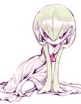  :o amezawa_koma arm_support gardevoir gen_3_pokemon leaning_to_the_side looking_at_viewer pokemon pokemon_(creature) red_eyes simple_background sitting solo white_background 
