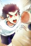  :o black_hair bread bread_eating_race danganronpa danganronpa_1 ears eyebrows food ishimaru_kiyotaka k.ei open_mouth red_eyes solo_focus sports_festival 