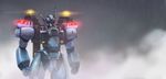  fog kidou_keisatsu_patlabor md5_mismatch mecha no_humans police police_badge rain science_fiction solo solokov_(okb-999) 