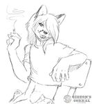  big_lips canine chair cox dripping fox gideon girly lips looking_at_viewer male mammal sketch smoking solo 