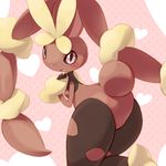  2014 ambiguous_gender blush cotora lagomorph long_ears looking_at_viewer looking_back lopunny mammal mega_evolution mega_lopunny nintendo open_mouth pink_eyes pok&eacute;mon rabbit solo video_games 