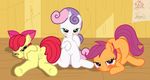  absurd_res anus apple_bloom_(mlp) butt cub cutie_mark_crusaders_(mlp) datphotoshopdoeee! edit equine female feral friendship_is_magic group hair half-closed_eyes hi_res horn horse looking_at_viewer lying mammal masturbation my_little_pony on_stomach one_eye_closed pegasus pony pussy pyruvate scootaloo_(mlp) take_your_pick tongue two_tone_hair wings young 
