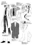  character_sheet formal greyscale interstellar_rhapsody joshua-42-as labcoat monochrome multiple_views necktie nico_(hero300) original suit translated 