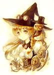  alternate_costume bad_id bad_pixiv_id blonde_hair braid clock color_ink_(medium) corset gears goggles goggles_on_headwear hat holster keiko_(mitakarawa) key kirisame_marisa long_hair looking_at_viewer monocle pocket_watch solo steampunk top_hat touhou traditional_media watch witch_hat yellow_eyes 