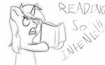  angry book equine horn horse lovingwolf mammal my_little_pony original_character plain_background pony reading 