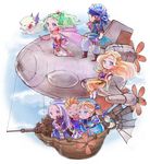  airship celes_chere chibi edgar_roni_figaro final_fantasy final_fantasy_vi highres lock_cole marumari mash_rene_figaro mog moogle multiple_boys multiple_girls propeller setzer_gabbiani tina_branford 