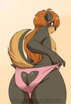  2014 anthro black_nose blush brown_hair butt canine clothing dog girly hair lavenderpandy long_hair looking_back male mammal miles_(kingofkof) solo theblackrook underwear 