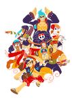  black_hair blue_hair brook franky green_hair hat monkey_d_luffy nami nami_(one_piece) nico_robin one_piece one_piece:_strong_world orange_hair reindeer roronoa_zoro sanji skeleton smile straw_hat stylized tony_tony_chopper usopp 