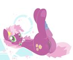  &lt;3 abstract_background blush braddo cheerilee_(mlp) cutie_mark earth_pony equine female feral friendship_is_magic fur green_eyes hair hi_res horse legs_up lying mammal masturbation my_little_pony on_back open_mouth pony purple_fur pussy pussy_juice solo two_tone_hair underhoof 