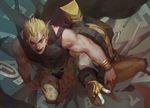  black_lipstick blonde_hair cancer_(zjcconan) dio_brando headband jojo_no_kimyou_na_bouken lipstick makeup multiple_boys realistic red_eyes stand_(jojo) stardust_crusaders the_world 