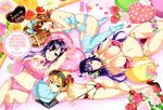  4girls absurdres amaya_haruko armpits blonde_hair blue_eyes blue_hair blush breasts brown_hair cleavage frills garter_straps garters green_eyes hair_ornament hairband heart highres himegami_kodama huge_breasts incredibly_absurdres kushiya_inaho lace large_breasts lingerie long_hair lying maken-ki! medium_breasts multiple_girls nijou_aki official_art on_back on_side on_stomach open_mouth pink_eyes purple_eyes purple_hair short_hair takeda_hiromitsu thick_thighs thigh_gap thighhighs thighs underwear wide_hips 