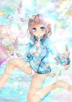  bad_id bad_pixiv_id blue_eyes bra brown_hair fish jacket long_hair mukaido_manaka nagi_no_asukara nibinibu panties underwater underwear 