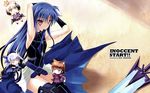  blue_hair blush chibi dearche_kings_claudia dressing hair_down kouzuki_hajime levi_russel long_hair lyrical_nanoha mahou_shoujo_lyrical_nanoha mahou_shoujo_lyrical_nanoha_innocent material-d material-l material-s multiple_girls red_eyes stern_starks sword twintails vulnificus weapon 