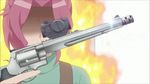  2girls animated animated_gif gun kamo_(sabagebu!) lowres multiple_girls pink_hair platypus revolver sabagebu! sonokawa_kazue sonokawa_momoka weapon 