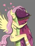  2014 anthro anthrofied blush breasts cutie_mark equine eyes_closed female fluttershy_(mlp) friendship_is_magic fur grey_background hair long_hair male mammal my_little_pony pegasus penis pink_hair plain_background rabbitcake size_difference straight vein wings yellow_fur 