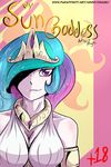  2014 clothing dragk english_text female friendship_is_magic hair human looking_at_viewer mammal multi-colored_hair my_little_pony princess_celestia_(mlp) purple_eyes solo text white_body 
