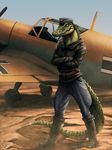  2014 aircraft alligator bf-109f-4 crocodile darkicewolf desert dust male reptile sand scalie smile solo standing 