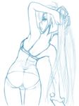  ass bra from_behind hatsune_miku long_hair monochrome o-minato panties sketch solo twintails underwear underwear_only very_long_hair vocaloid 