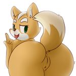  anus big_butt brown_fur butt canine colored derpah female fox fox_mccloud fur green_eyes looking_back mammal nintendo open_mouth plain_background pussy raised_tail smile solo star_fox tongue_hanging_out video_games 
