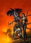  alien alien_(franchise) alien_queen armor crossgender crossover female group gun human joe_jusko leather machine mammal mechanical predator_(franchise) ranged_weapon robot shotgun terminator weapon xenomorph yautja 