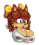  2014 alpha_channel anthro big_breasts breasts canine cleavage clothed clothing cuisine erect_nipples fiona_fox fox mammal nipples sega solo sonic_(series) 
