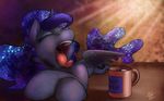 2014 cup equine eyelashes female feral friendship_is_magic hair horn long_hair mammal my_little_pony open_mouth princess_luna_(mlp) solo tongue tongue_out tsitra360 winged_unicorn wings yawn 