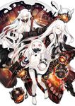  aircraft_carrier_hime ankle_cuffs bare_shoulders black_panties duplicate highres jpeg_artifacts kantai_collection midway_hime multiple_girls northern_ocean_hime one_side_up orange_eyes pale_skin panties red_eyes redjuice shinkaisei-kan side-tie_panties thigh_strap underwear white_hair yellow_eyes 