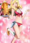  1girl blonde_hair boobies_uniform breasts cleavage female hairband highres holding holster honey_(space_dandy) long_hair looking_at_viewer solo space_dandy wrist_cuffs 