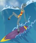  alien female grand_council_woman lilo_and_stitch raised_leg solo special_k surfboard surfing swimsuit water 