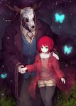  1girl animal_skull bug butterfly ellias_ainsworth green_eyes hatori_chise horns insect mahou_tsukai_no_yome red_hair usuki_(graygreed) 