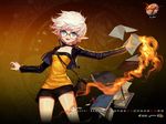  blue_eyes book creator dnf dungeon_and_fighter feather_pen glasses open_mouth short_hair white_hair 