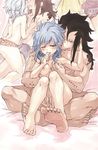  1boy 1girl abs ass back bare_feet barefoot black_hair blanket blue_hair blush breast_grab breasts couple fairy_tail feet fingering foreplay gajeel_redfox grabbing levy_mcgarden long_hair medium_breasts nude piercing pussy_juice rboz rusky scar sex small_breasts spiked_hair tattoo uncensored 