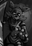  bittenhard canine five_nights_at_freddy&#039;s fox foxy_(fnaf) glowing glowing_eyes looking_at_viewer male mammal monochrome nightmare_fuel open_mouth solo 