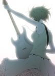  bad_id bad_pixiv_id bare_shoulders blonde_hair dress frills from_behind guitar instrument kabayaki_unagi original short_hair solo 