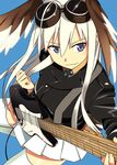  animal_ears bad_id bad_pixiv_id goggles guitar hanna-justina_marseille head_wings instrument long_hair ningen_(ningen96) skirt solo strike_witches thighhighs uniform white_hair world_witches_series 