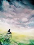  child cloud long_hair original scenery sitting sky solo tokiame 