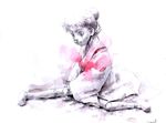  doll doll_joints japanese_clothes kimono loped monochrome original purple solo spot_color 
