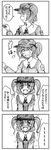  4koma blush comic greyscale kawashiro_nitori monochrome mozan touhou translation_request two_side_up 