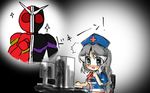  1girl antennae computer crossover grey_hair hashimoto hat kamen_rider kamen_rider_double kamen_rider_w long_hair nurse_cap touhou yagokoro_eirin 