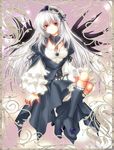  bad_id bad_pixiv_id doll_joints dress flower frills hairband red_eyes rozen_maiden silver_hair solo suigintou trimcolor wings 