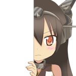  brown_eyes brown_hair eyebrows_visible_through_hair headgear kantai_collection long_hair looking_at_viewer nagato_(kantai_collection) nagineko peeking_out solo transparent_background 