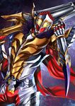  adapted_costume armor belt cape fur_trim highres horns kamen_rider kamen_rider_baron kamen_rider_gaim_(series) lance no_humans polearm weapon zeruzeru 